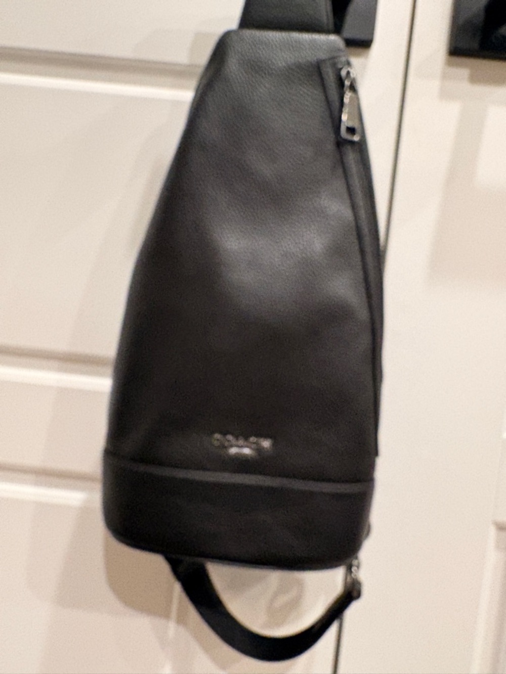 COACH Dominic Black Pebble Leather Sling Bag - Picture 7 of 13